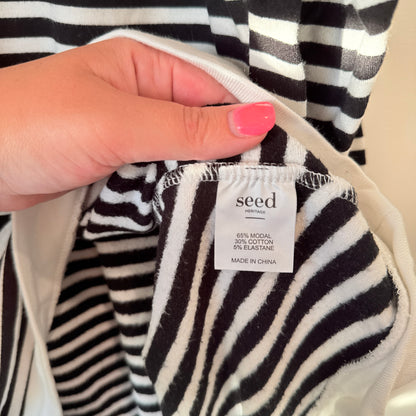 Seed Size XL Black and White Striped Long-Sleeve Blouse