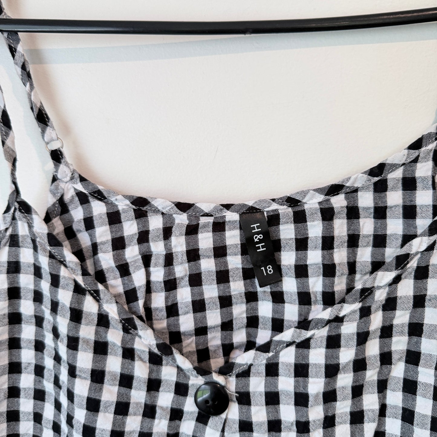 H&H Gingham Button Front Cami Top Black & White - Size 18