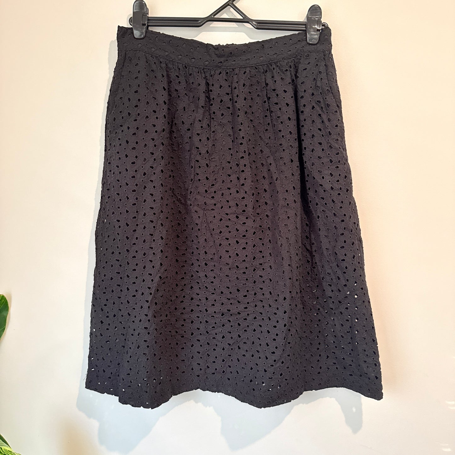 Zara Size XL Black Eyelet Lace A-Line Midi Skirt