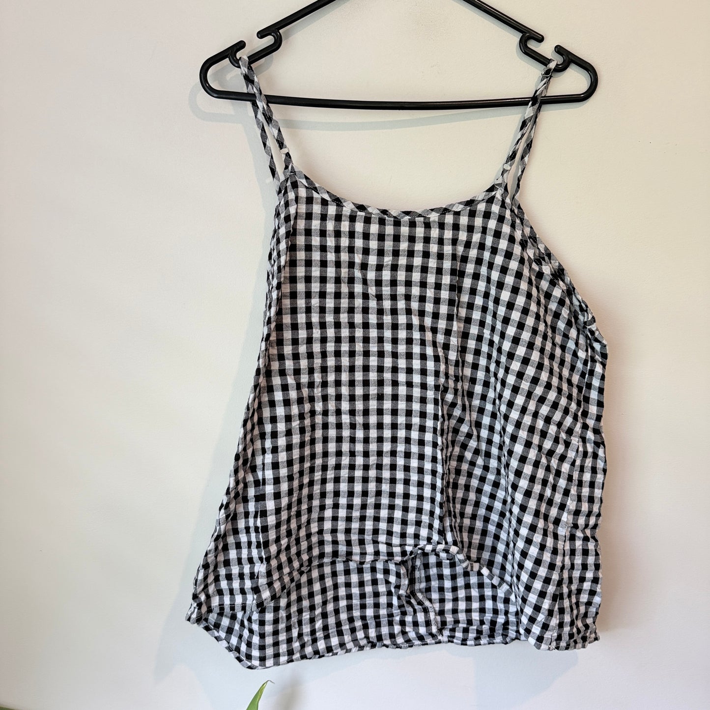 H&H Gingham Button Front Cami Top Black & White - Size 18