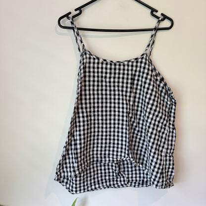 H&H Gingham Button Front Cami Top Black & White - Size 18