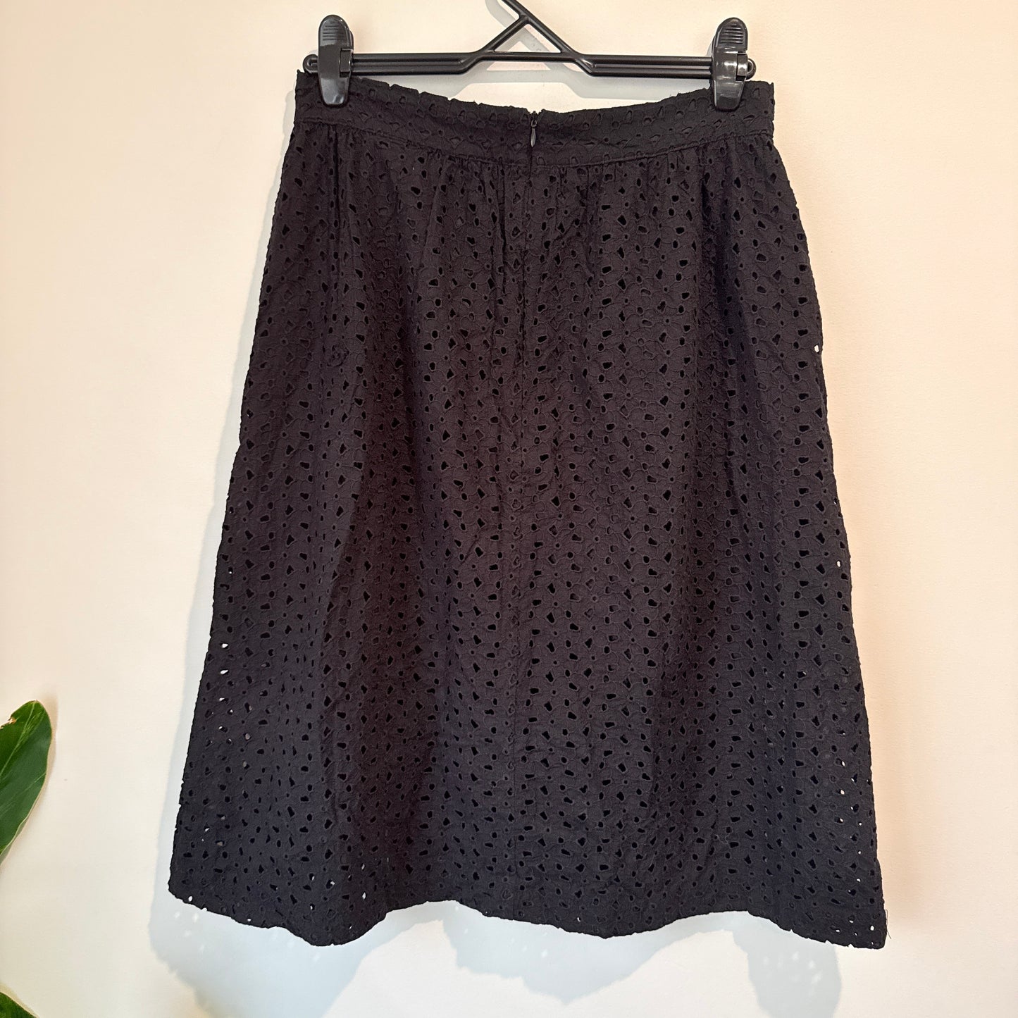 Zara Size XL Black Eyelet Lace A-Line Midi Skirt