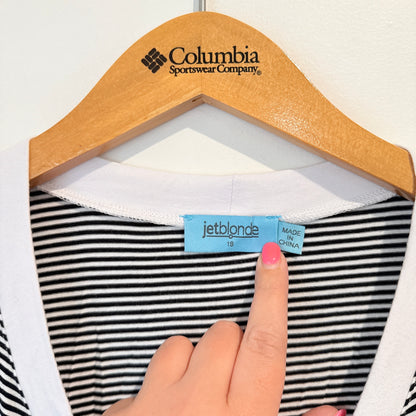 Jetblonde Size 10 Black and White Striped Cardigan