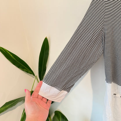 Jetblonde Size 10 Black and White Striped Cardigan