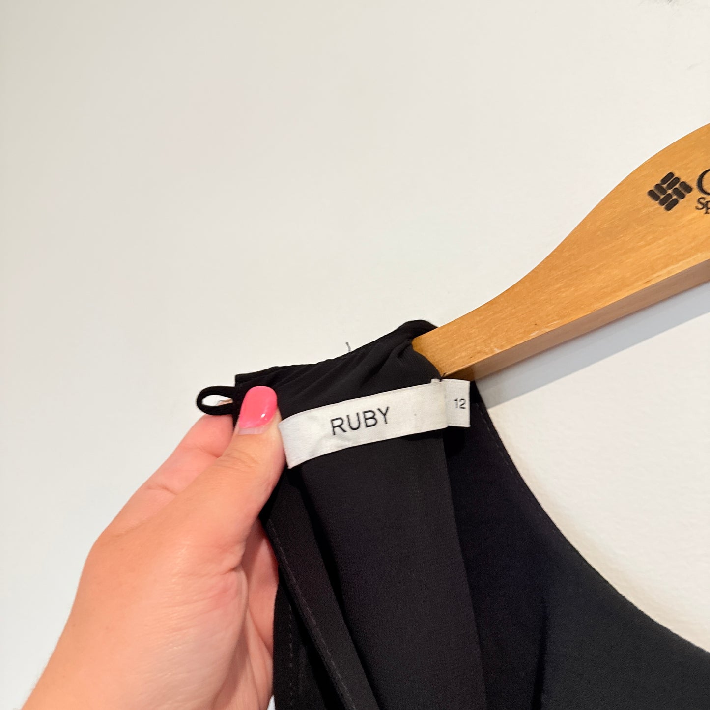 RUBY Cold Shoulder Ruffle Dress (Black) - Size 12