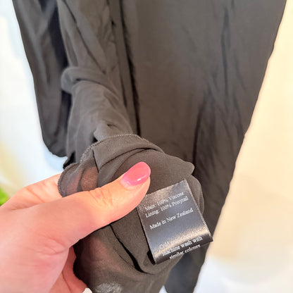 RUBY Cold Shoulder Ruffle Dress (Black) - Size 12