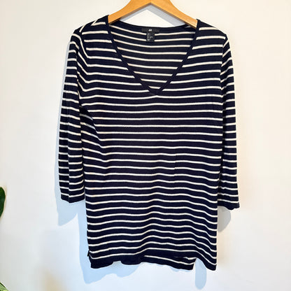 H&M Striped Knit V-Neck Top - Size S