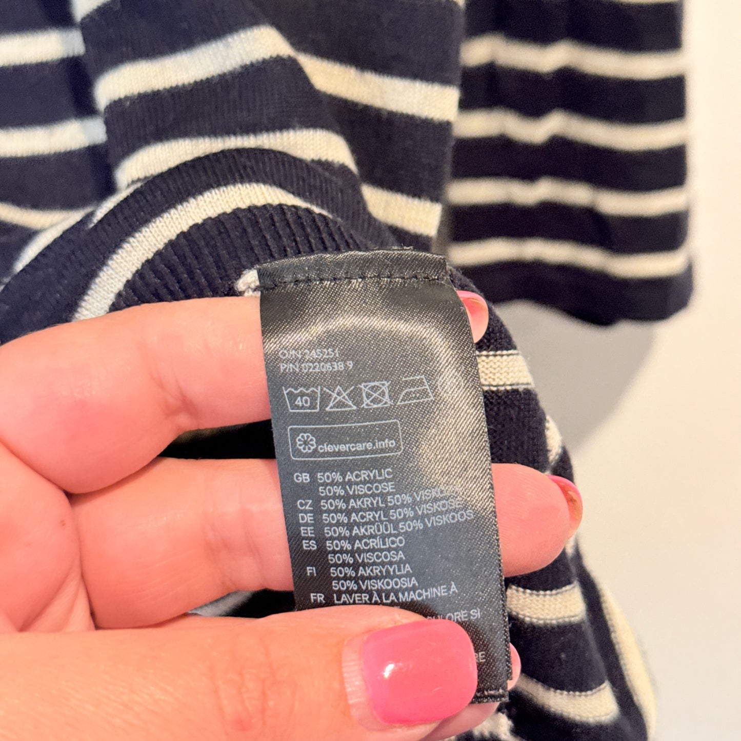 H&M Striped Knit V-Neck Top - Size S