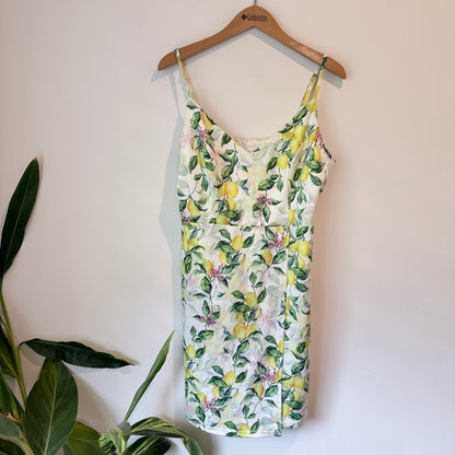 Pagani Lemon Print Dress White & Yellow - Size 12