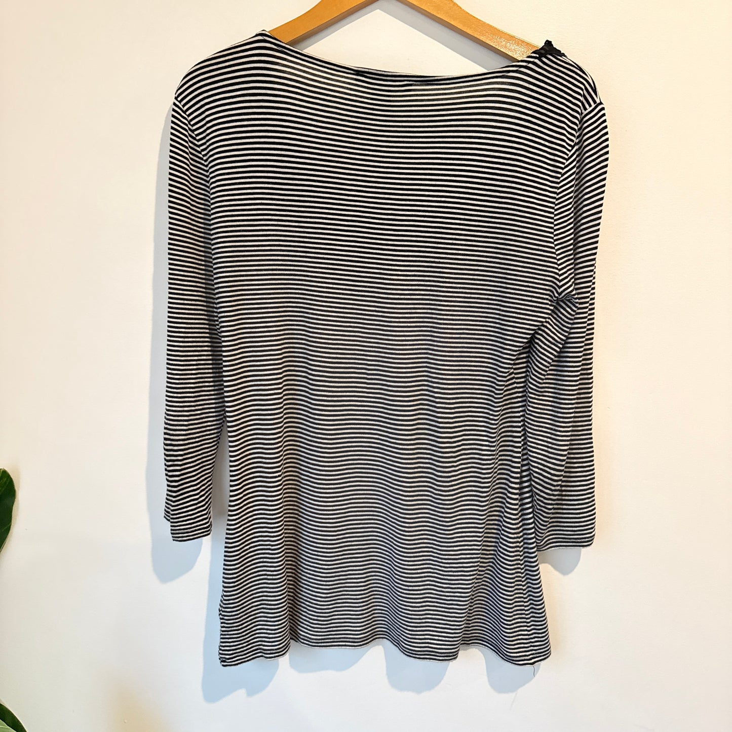 WHITE HOUSE BLACK MARKET Ruffle Trim Striped Top - Size S