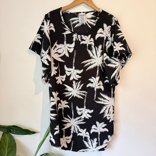 Home-lee Palm Tree Print Tunic Black & White - Size 8