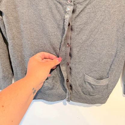 TEZENIS Embellished Button Cardigan (Grey) - Size M