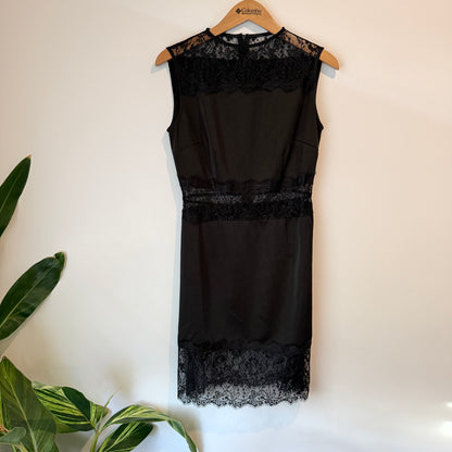 Brand Unknown Size 38 Black Lace-Panel Sleeveless Dress