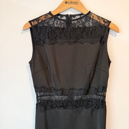 Brand Unknown Size 38 Black Lace-Panel Sleeveless Dress