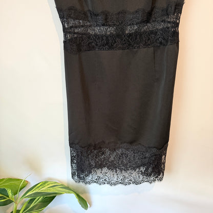 Brand Unknown Size 38 Black Lace-Panel Sleeveless Dress