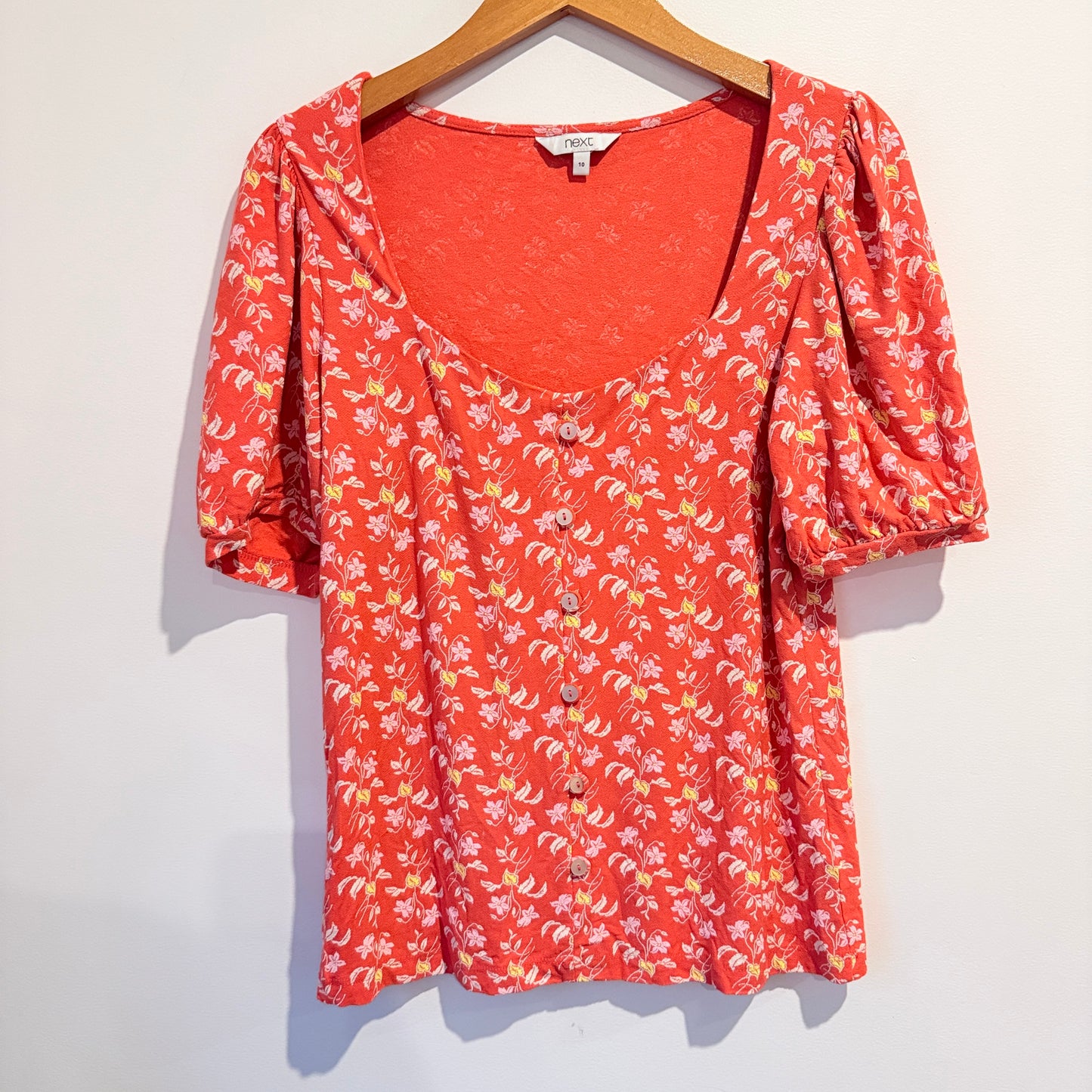 NEXT Floral Print Button-Front Blouse - Size 10