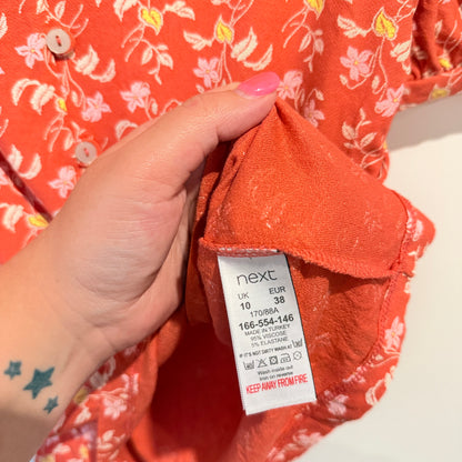 NEXT Floral Print Button-Front Blouse - Size 10