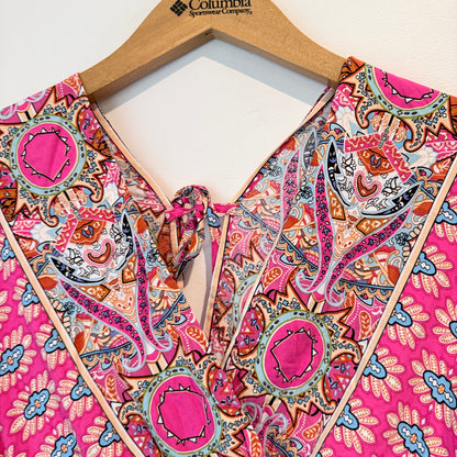 Paisley Print Viscose V-Neck Dress  - 44cm U/arm to U/arm