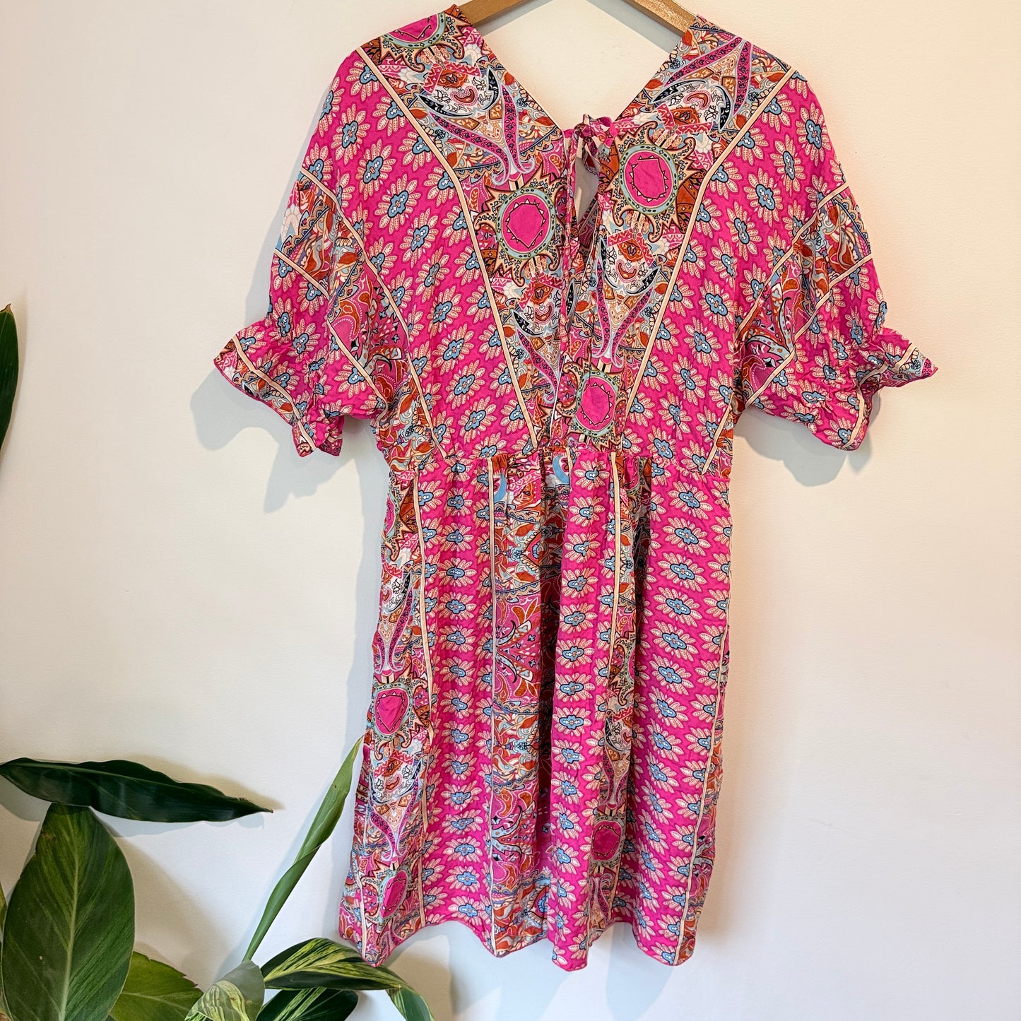 Paisley Print Viscose V-Neck Dress  - 44cm U/arm to U/arm