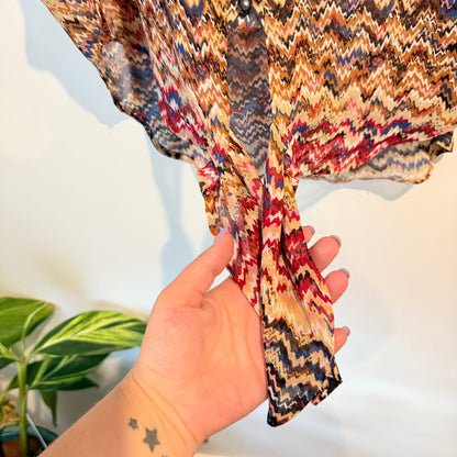 Twin Rivers Size 12 Sheer V-Neck Blouse