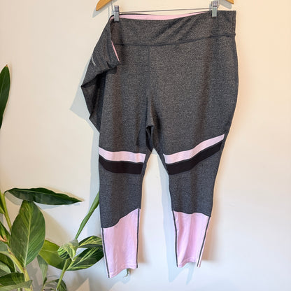 Active Intent Cool Dry Cropped Leggings Charcoal/Pink - Size 5XL