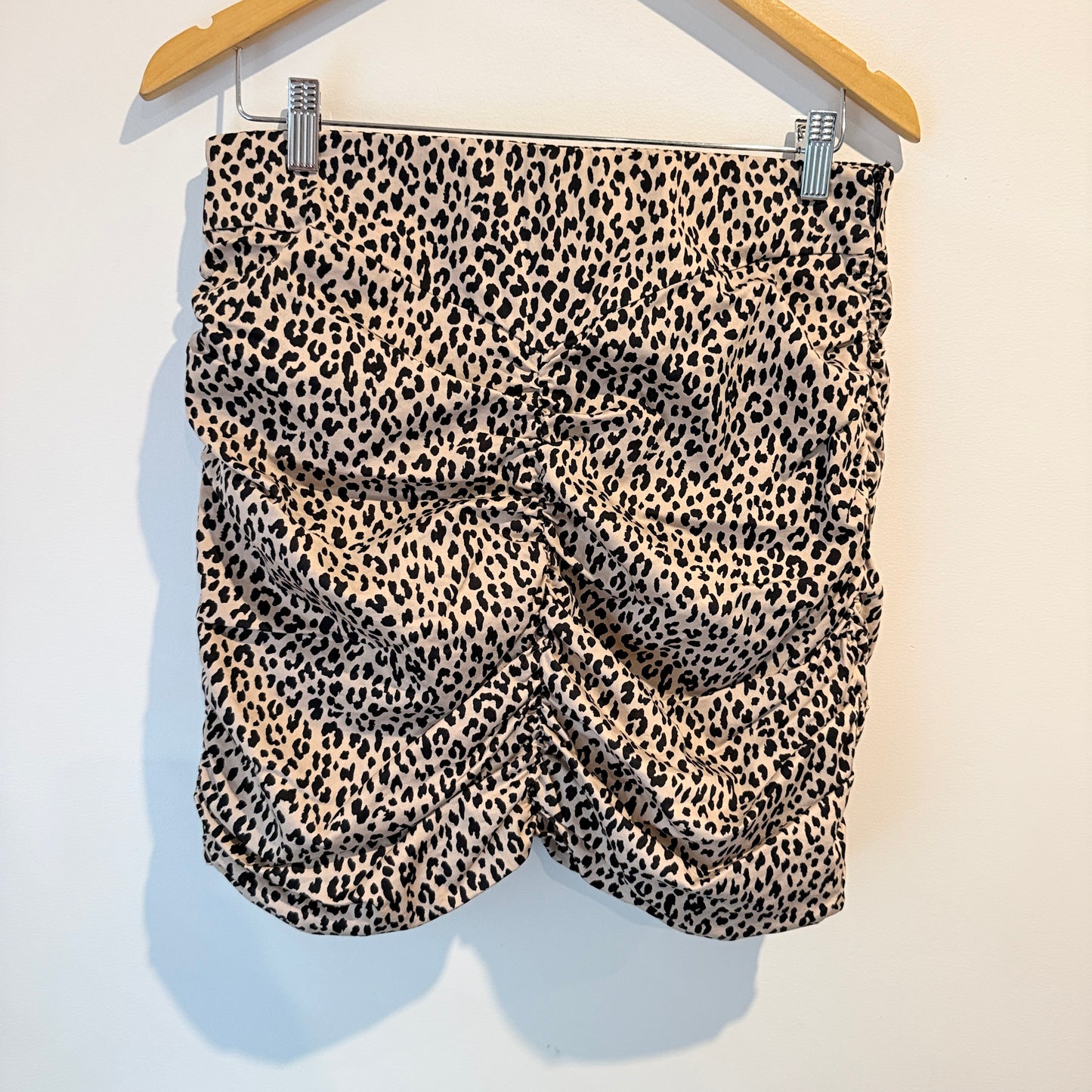 Zara Leopard Print Ruched Bodycon Mini Skirt XL