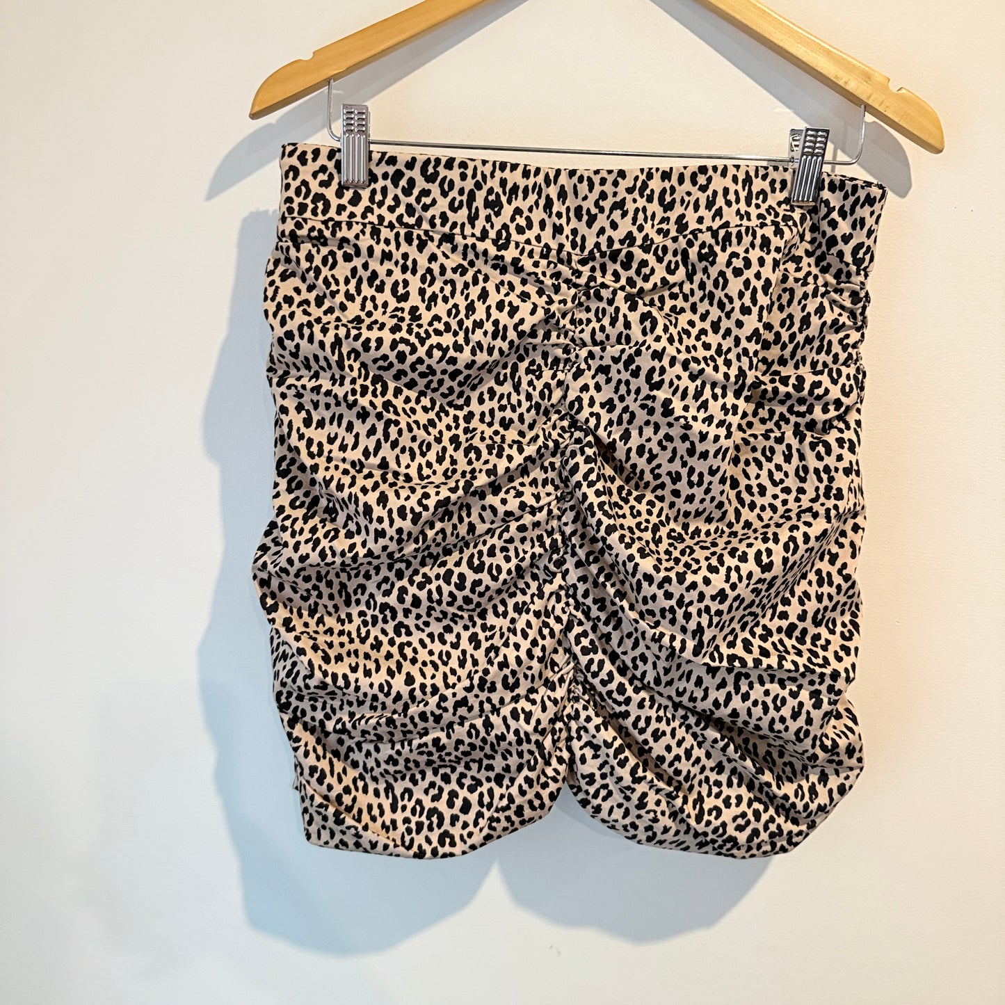 Zara Leopard Print Ruched Bodycon Mini Skirt XL