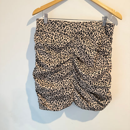Zara Leopard Print Ruched Bodycon Mini Skirt XL