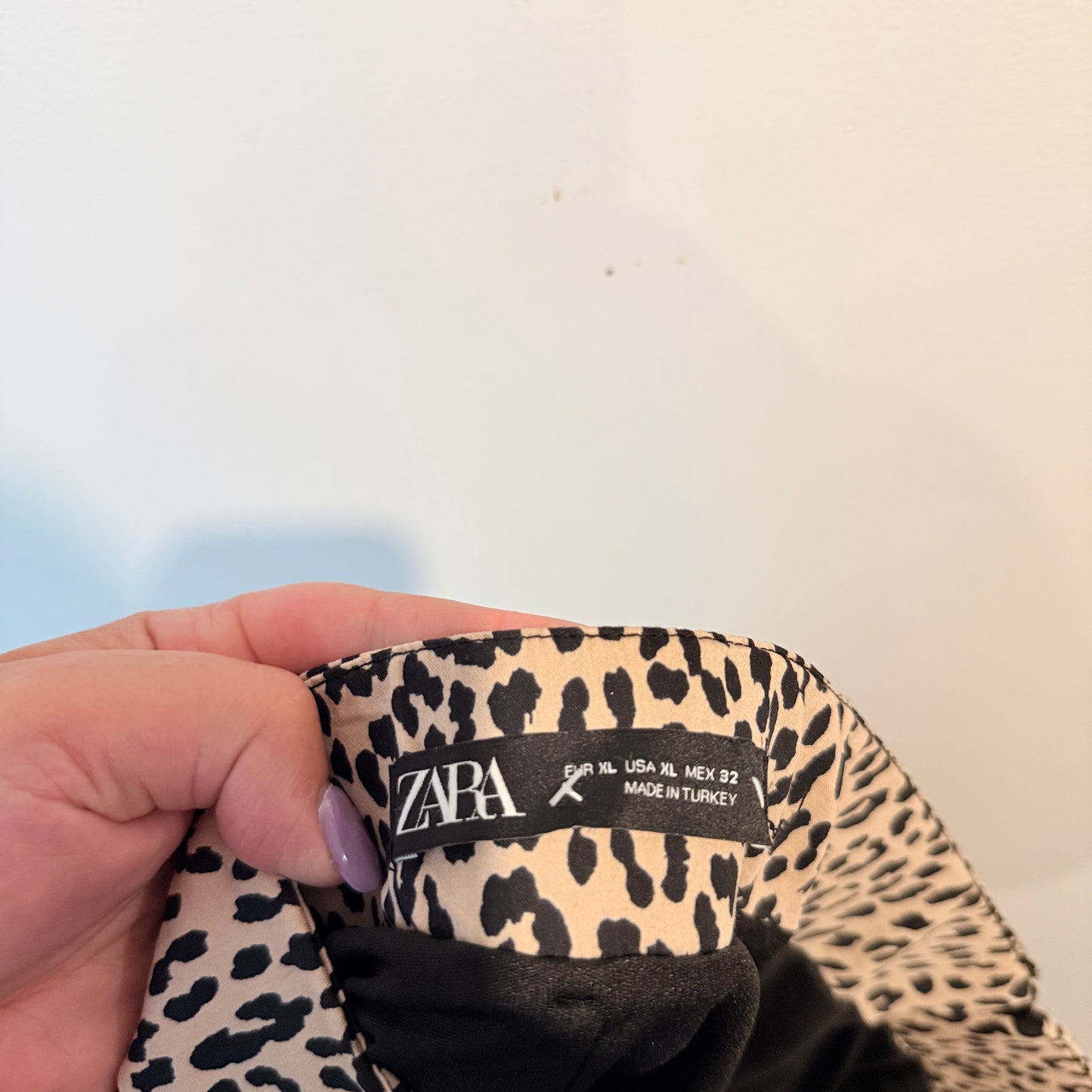 Zara Leopard Print Ruched Bodycon Mini Skirt XL