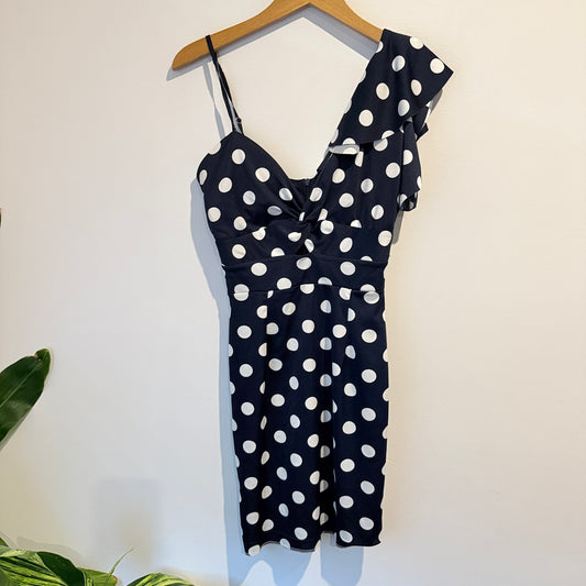 Brand Unknown Polka Dot One-Shoulder Dress – 33cm Under Bust