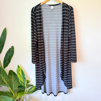Now Size 18 Black & White Striped Long Cardigan