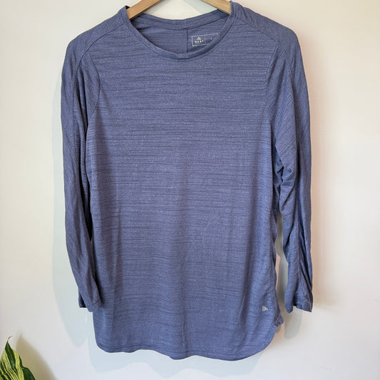 Next Size L Blue Heathered Long-Sleeve Activewear Shirt
