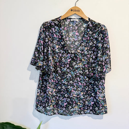 Seven Stars Floral V Neck Blouse - Size 12