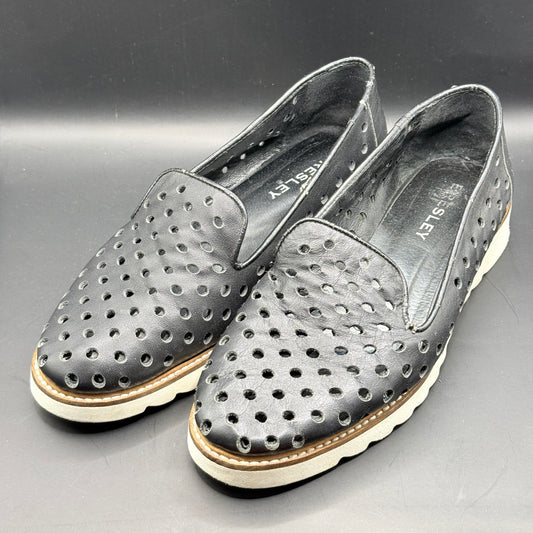 Bresley Black Perforated Slip-On Shoes