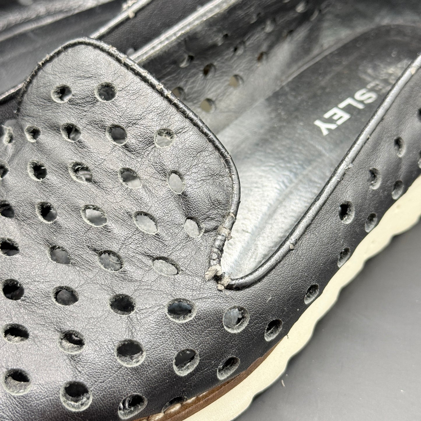 Bresley Black Perforated Slip-On Shoes