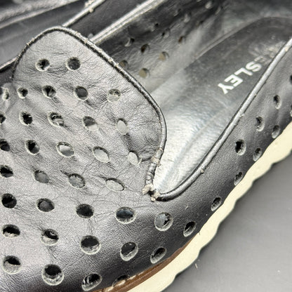 Bresley Black Perforated Slip-On Shoes