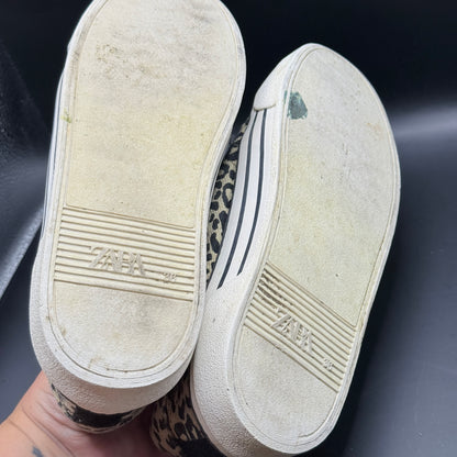 Zara Leopard Print Lace-Up Sneakers – Size 36