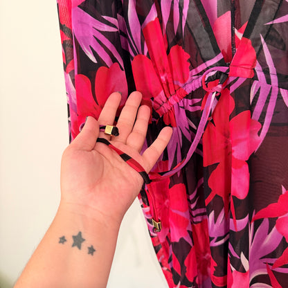 Madison NY Tropical Floral Print One Size Kaftan