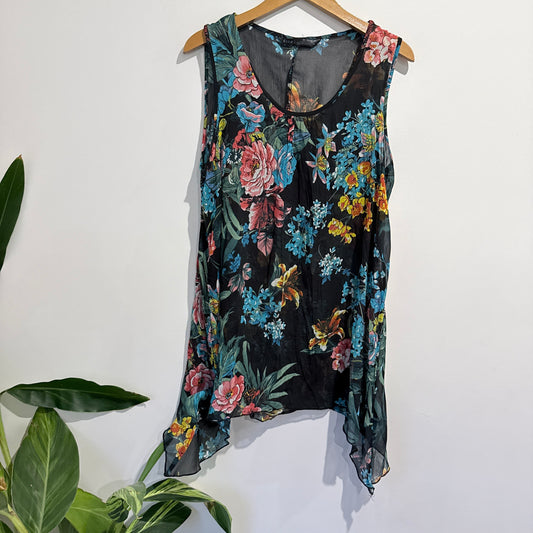 Ella J Size 14 Floral Print Sleeveless Blouse