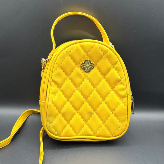 Mustard Yellow Quilted Mini Backpack Crossbody Bag