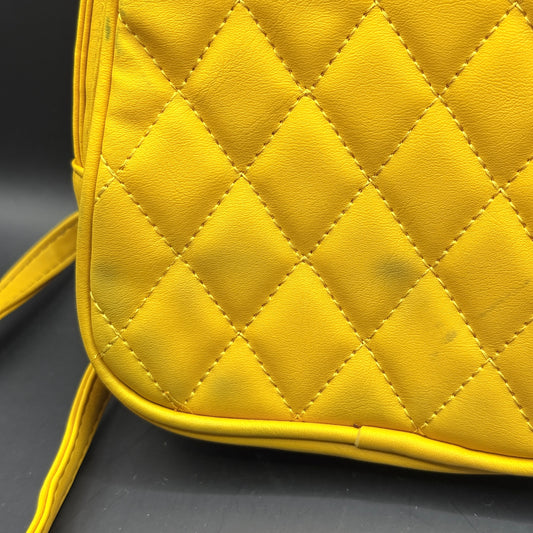 Mustard Yellow Quilted Mini Backpack Crossbody Bag