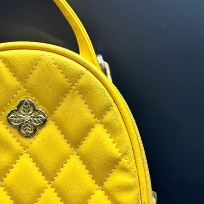 Mustard Yellow Quilted Mini Backpack Crossbody Bag