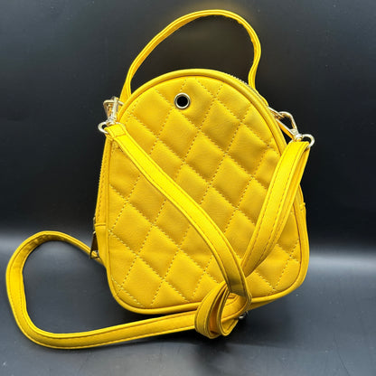 Mustard Yellow Quilted Mini Backpack Crossbody Bag