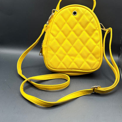 Mustard Yellow Quilted Mini Backpack Crossbody Bag