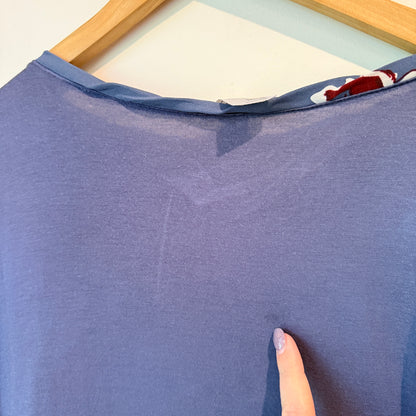 Clothing & Co Size 24 Blue Floral Print Short-Sleeve Women’s Top