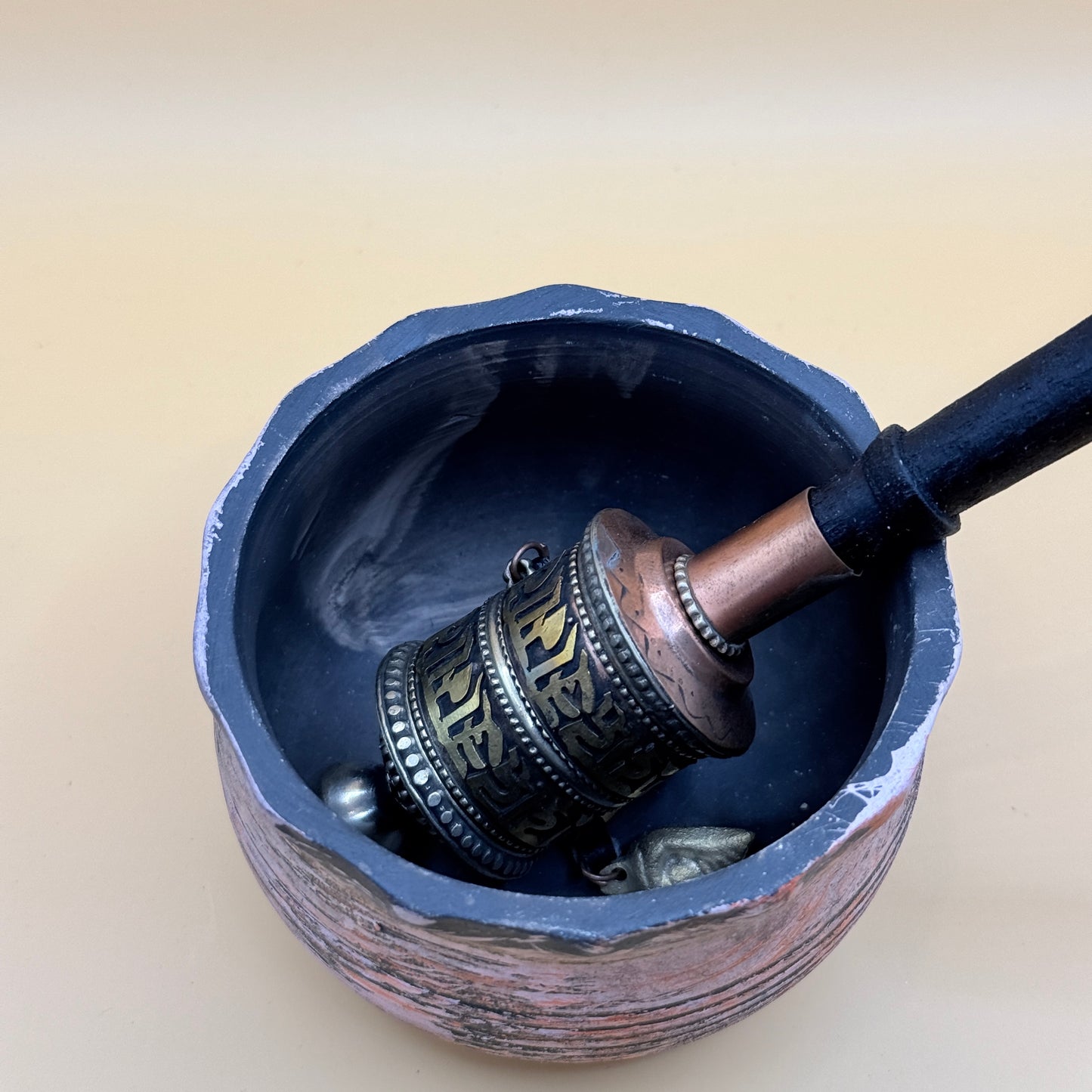 Tibetan Singing Bowl with Prayer Wheel