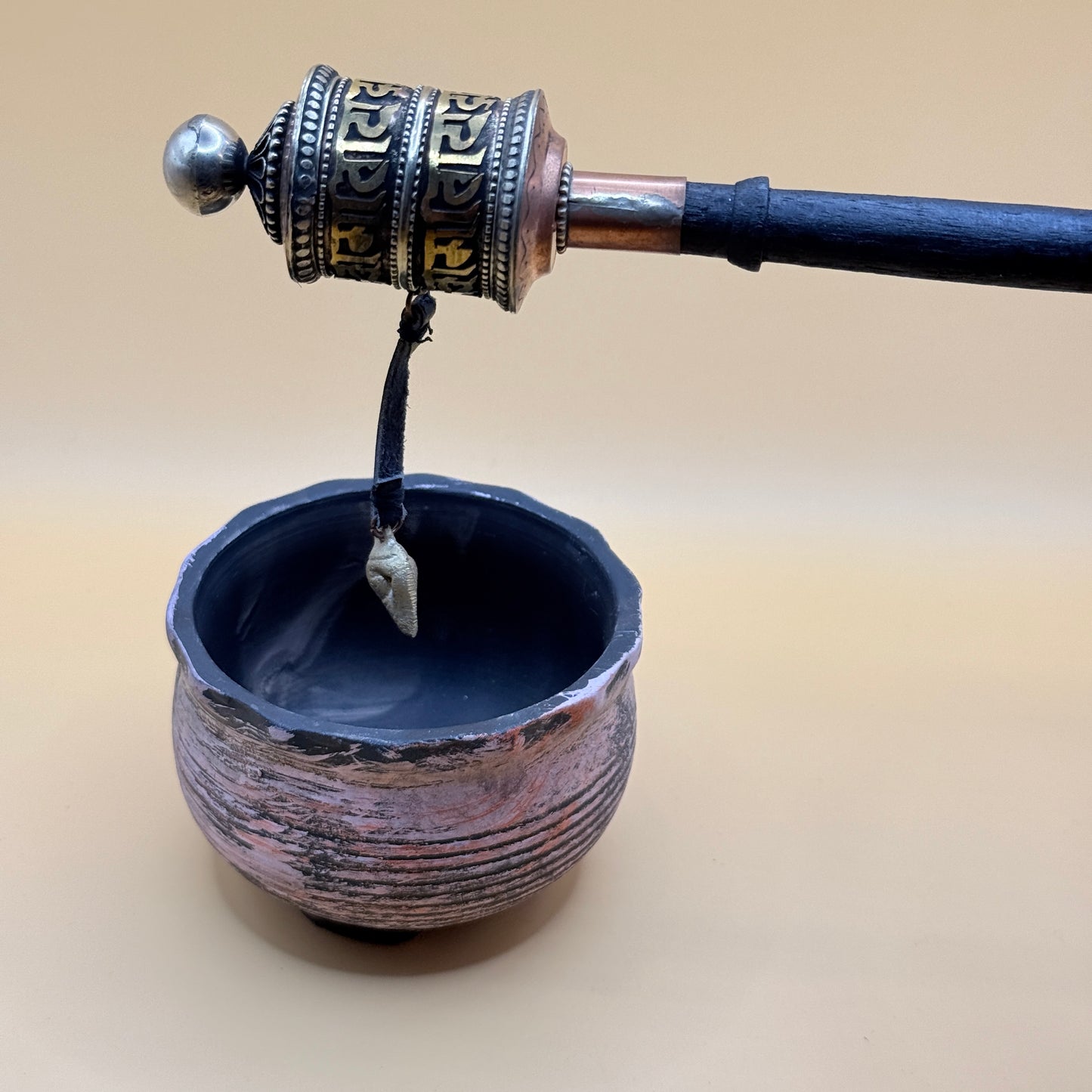 Tibetan Singing Bowl with Prayer Wheel