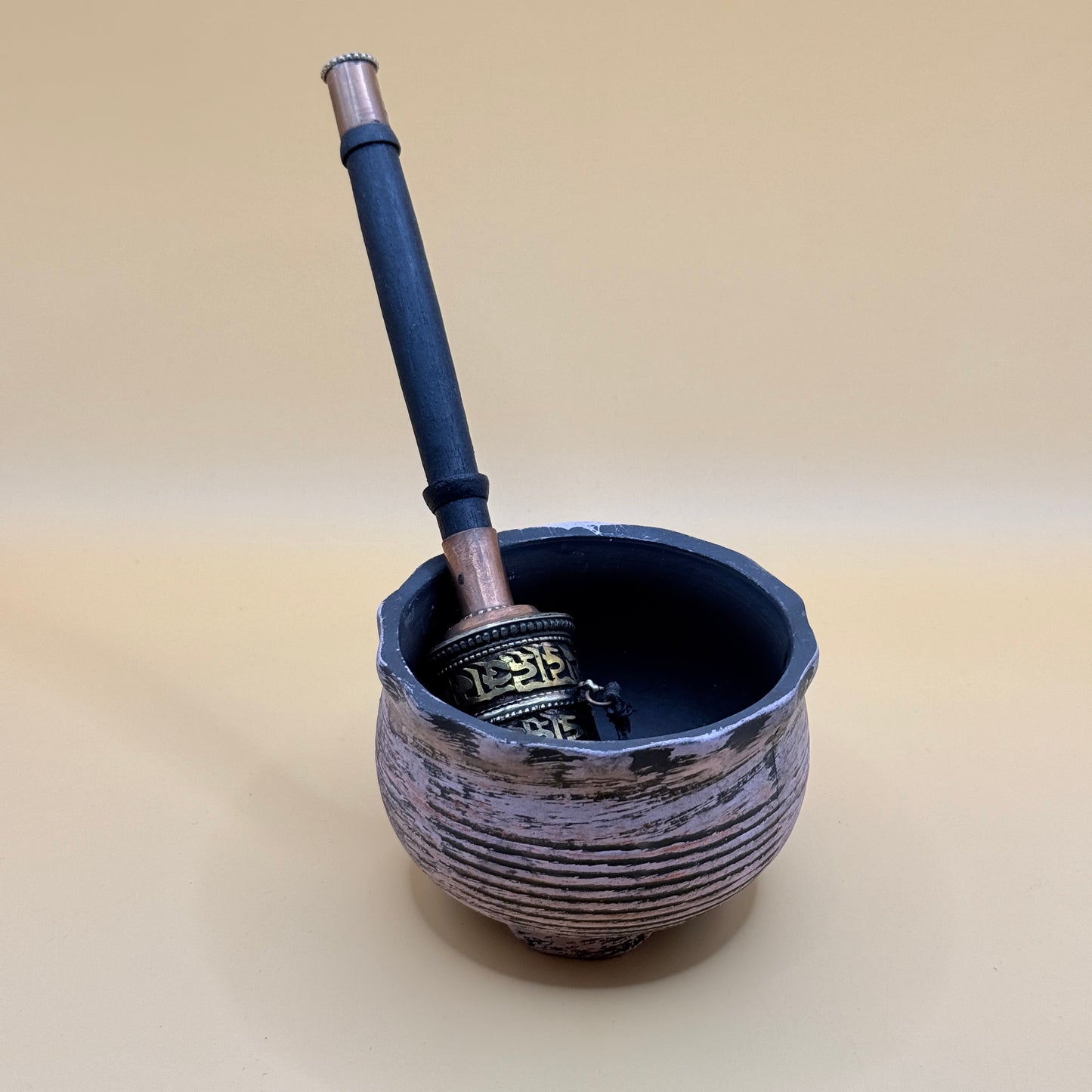 Tibetan Singing Bowl with Prayer Wheel