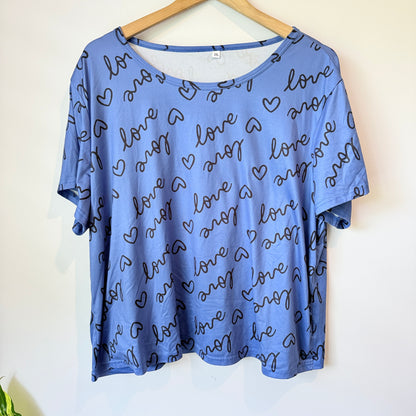 Unbranded T-Shirt in Blue with Black 'Love' Print - Size 2XL