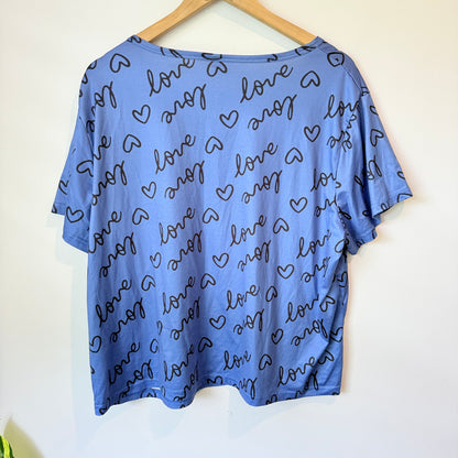 Unbranded T-Shirt in Blue with Black 'Love' Print - Size 2XL